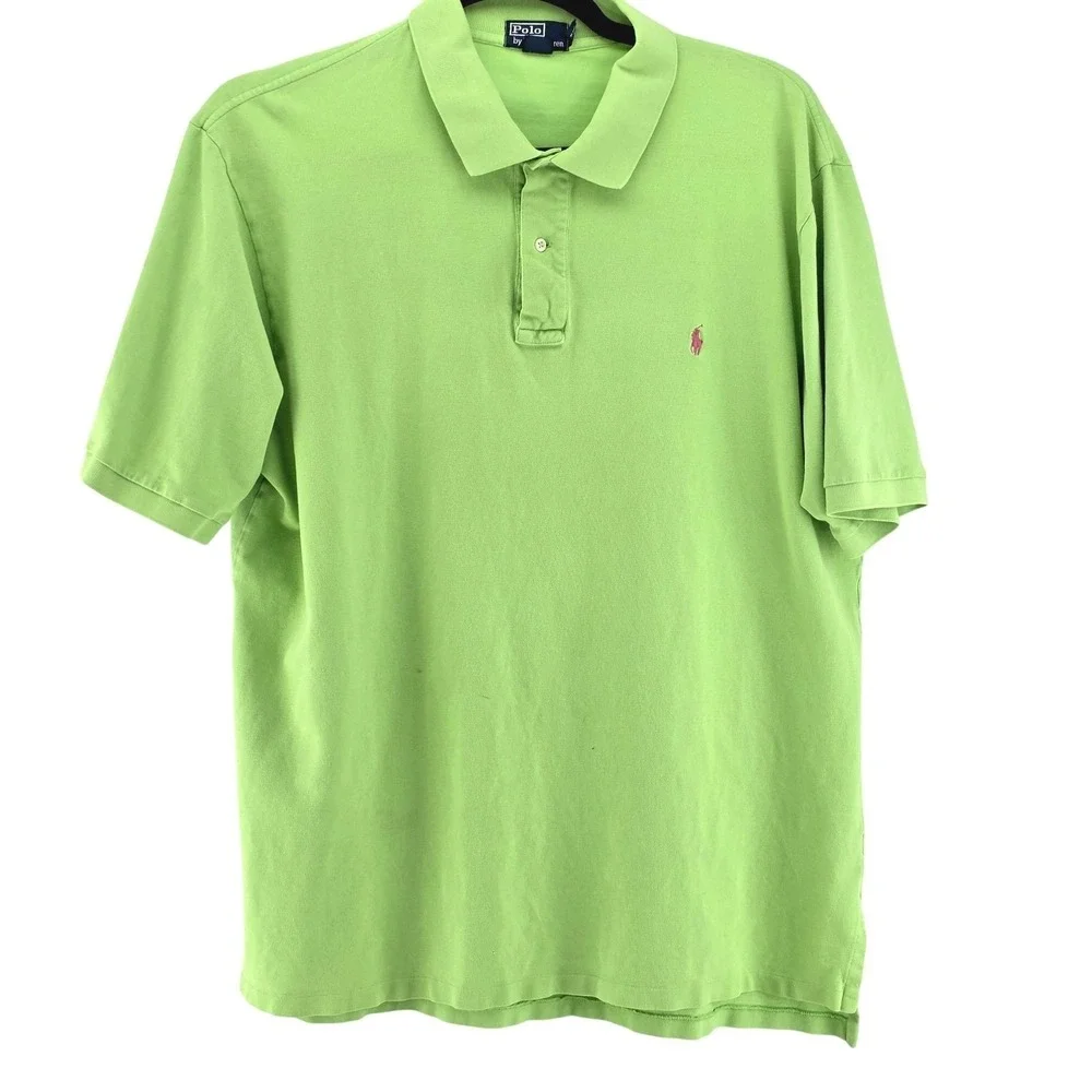 Polo By Ralph Lauren Polo Shirt Men's 2XLT Green Big Tall Pique Casual Cotton